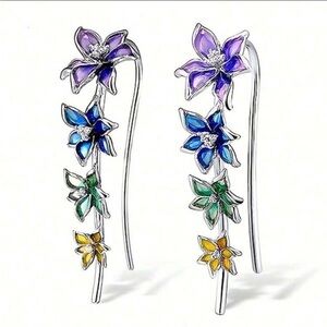 Floral Multi-Color Drop Earrings